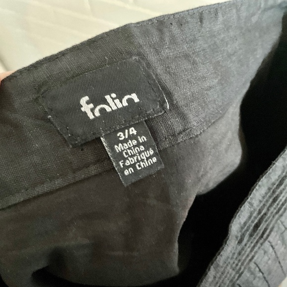 Folia Mini skirt Academia A-line Black 100% linen Drop waist pleated Preppy 3-4 - Picture 5 of 8